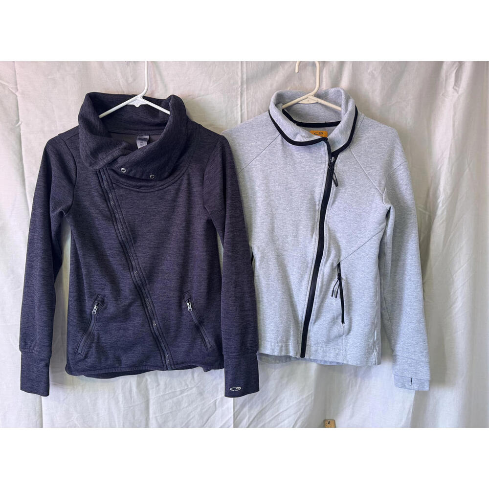 Champion C9 Full Zip Jacket Bundle Women XS Gray Charcoal Asymmetrical Cowl Neck